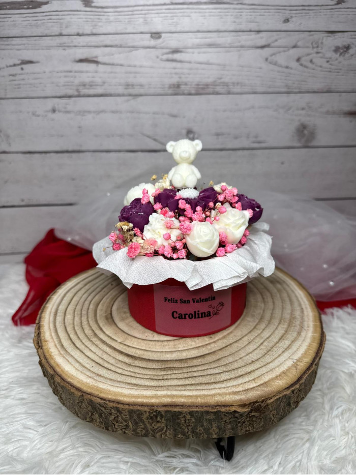 Caja floral de velas artesanales en cera de soja – Regalo romántico para San Valentín