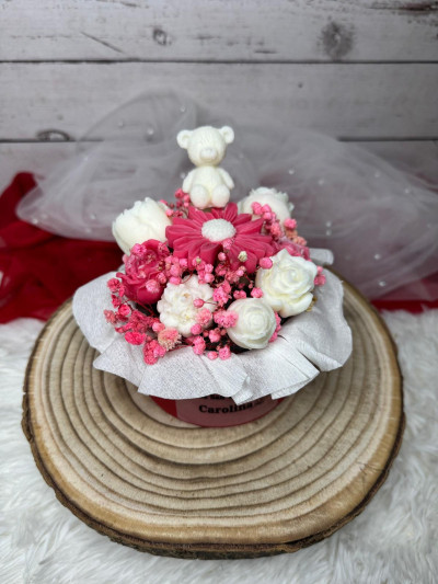 Caja floral de velas artesanales en cera de soja – Regalo romántico para San Valentín