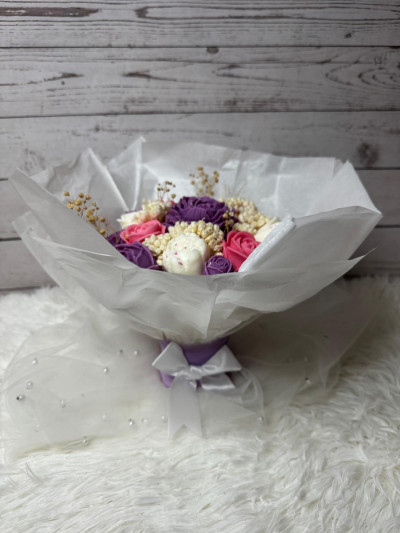 Ramo de flores de cera de soja aromática – Bouquet artesanal romántico para San Valentín