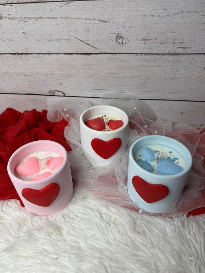 Taza de resina con vela de cera de soja – Regalo romántico para San Valentín