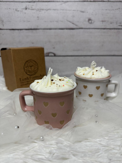 Taza de resina con vela de cera de soja – Regalo romántico para San Valentín