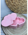 Caja decorativa de corazones con tapa – Joyero artesanal en color rosa