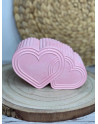 Caja decorativa de corazones con tapa – Joyero artesanal en color rosa
