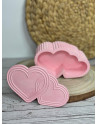 Caja decorativa de corazones con tapa – Joyero artesanal en color rosa