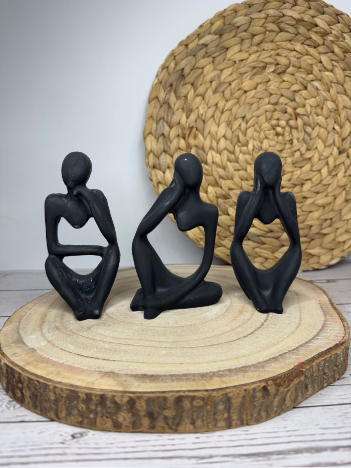 Figuras Decorativas Abstractas Negras – Esculturas Minimalistas Modernas