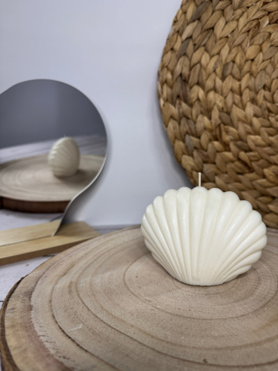 Vela concha marina artesanal – Vela decorativa inspiración mar